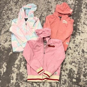 Bundle of 3 - Roots Girls' Hoodies Pack - Pink, Coral & Pastel Tie-Dye